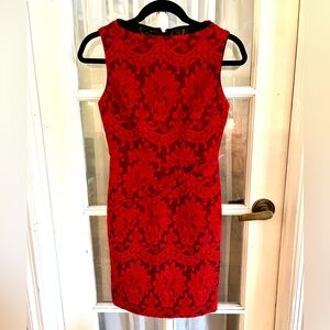 EUC  SZ 2 Alice + Olivia Donovan Fitted Red Lace Sheath